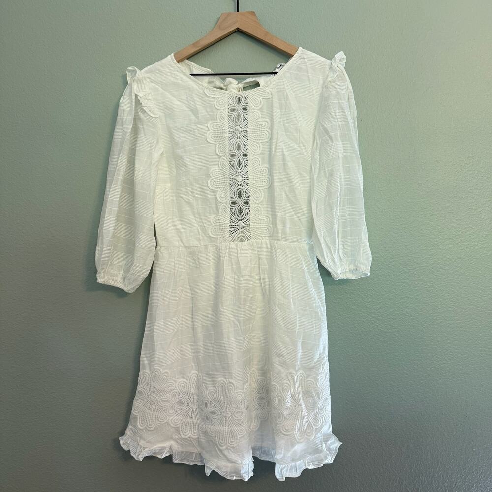 nwt new saint + secrets Applique Embellished Open Back Dress White size large